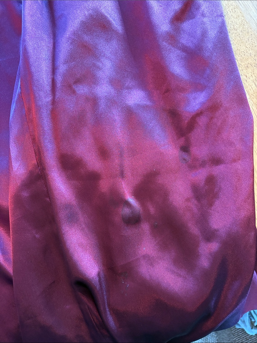 V-Neck Burgundy Satin Maxi Dress - Picture 5 of 5